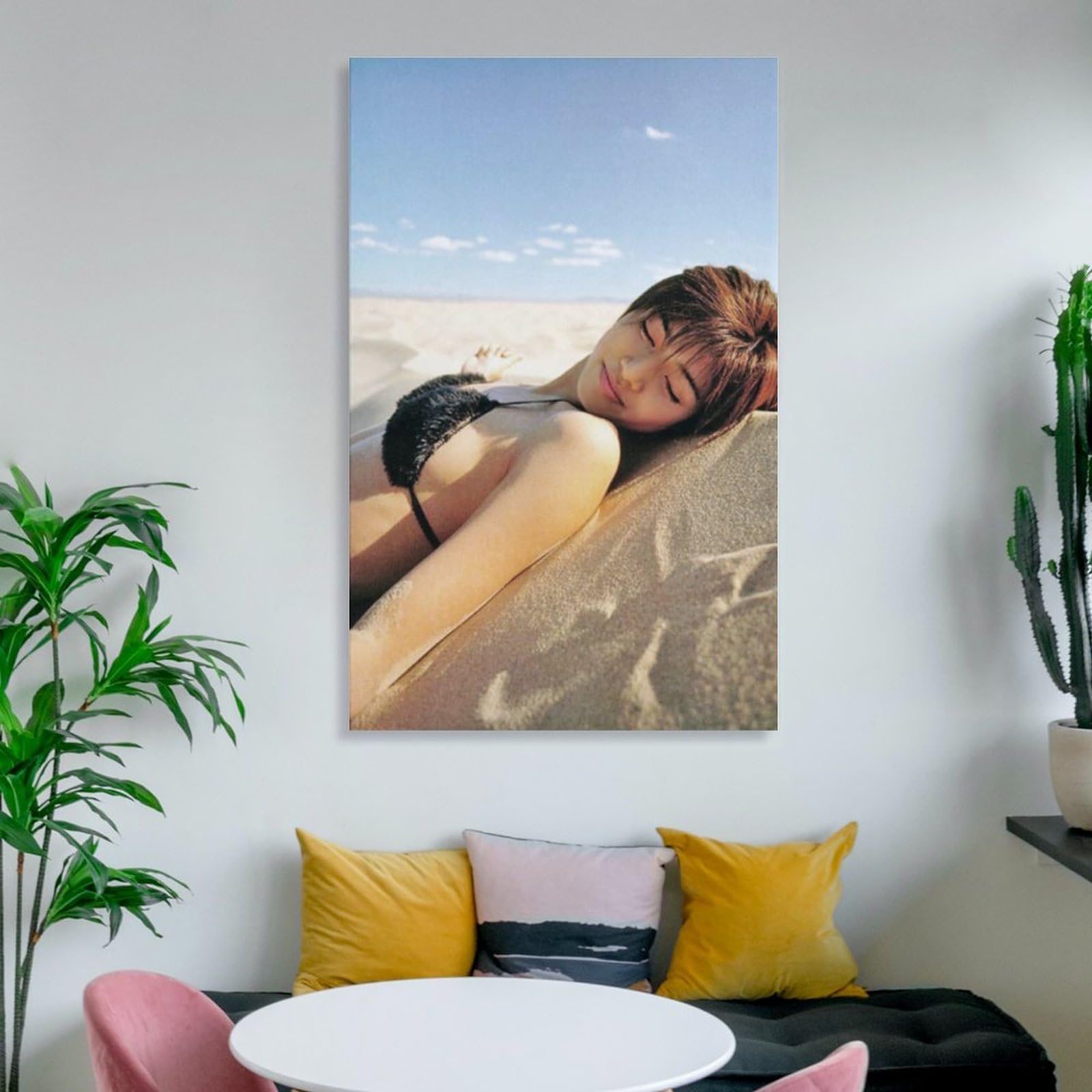 油絵　[月下の水着]   アート　インテリア　美術品 Amazon.co.jp: 内田有紀写真ビキニ水着絵画ポスター 部屋飾り